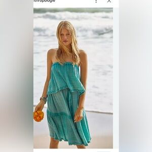 Anthropologie Daily Practice Teal Malibu Mini Dress Beach Cruise Resort